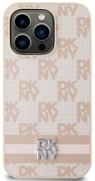 Photos - Case DKNY Leather Checkered Mono Pattern & Printed Stripes for iPhone 14 Pro 