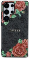 Photos - Case GUESS Leather Flowers Print Metal MagSafe for Galaxy S25 Ultra 