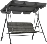 Canopy Swing Outsunny Rattan Garden Swing Chair 3-Seater 