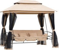 Canopy Swing Outsunny 3 Seater Swing Chair 3-in-1 Convertible Hammock Bed 